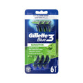 Gillette Blue 3 Sensitive Disposable Razors 6s | Triple Blade Razors for Sensitive Skin