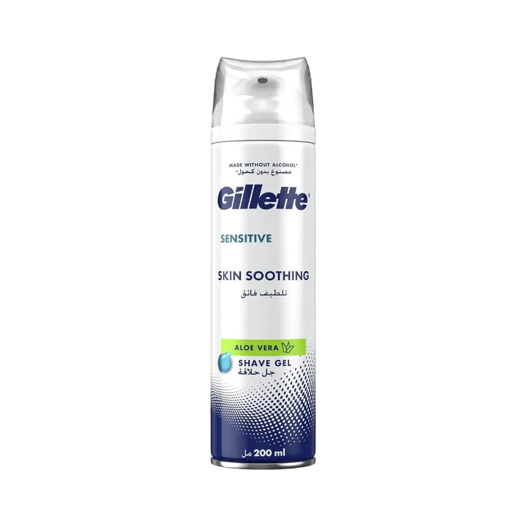 Gillette Sensitive Skin Shave Gel with Aloe Vera 200ml | Soothing & Hydrating Shaving Gel