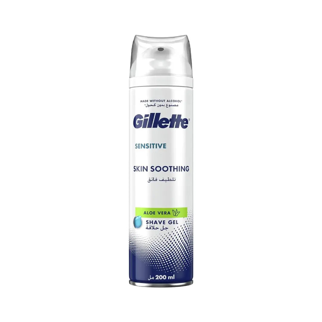 Gillette Sensitive Skin Shave Gel with Aloe Vera 200ml | Soothing & Hydrating Shaving Gel