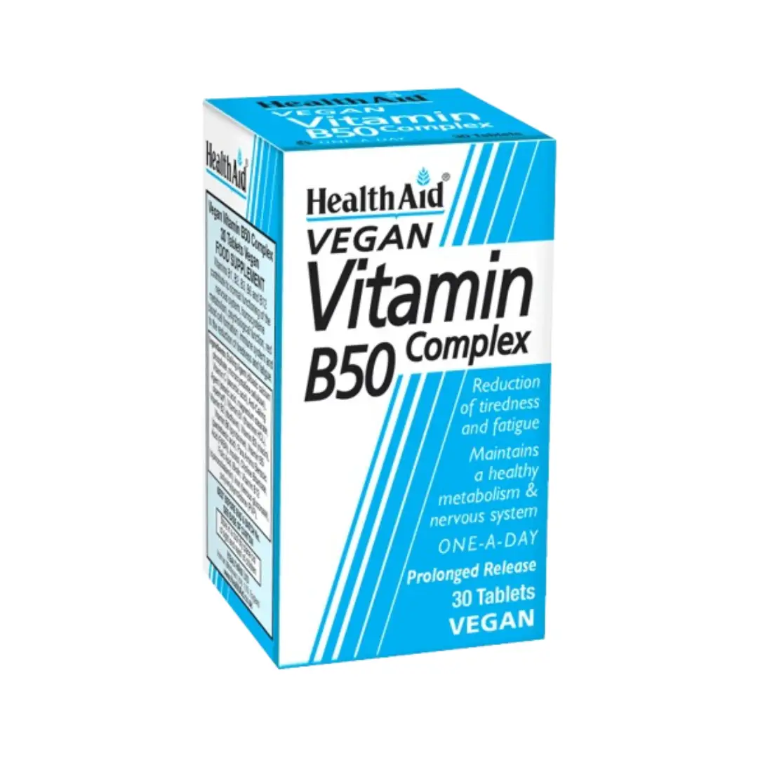 HealthAid Vegan Vitamin B50 Complex 30s – Nervous & Digestive System Support
