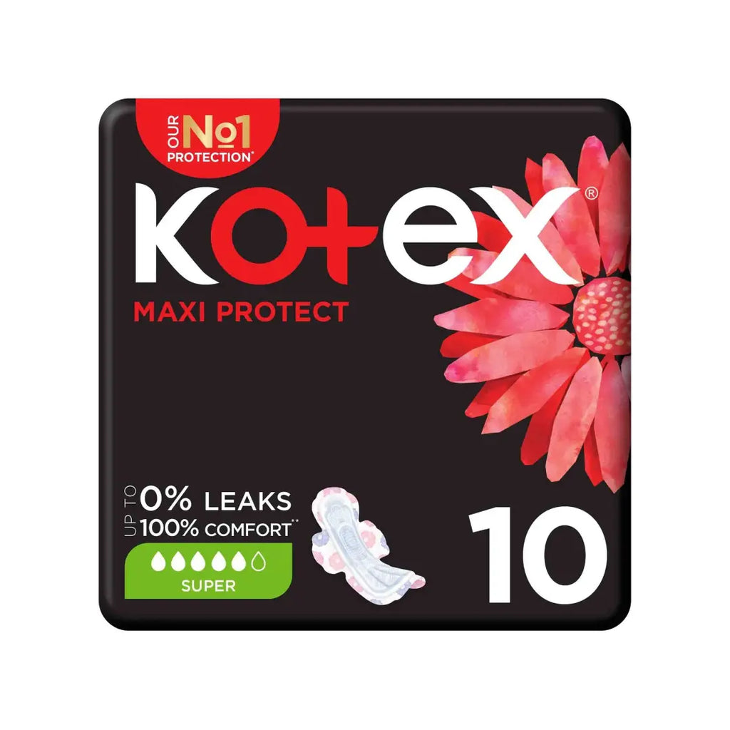 Kotex Max Protect Super + Wings Pads 10s – Extra Absorbent Sanitary Pads for Period Care