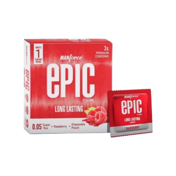 Manforce Epic Long Lasting Raspberry Condoms 3s