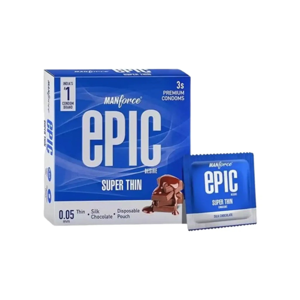 Manforce Epic Silk Choc Condoms 3 Pack – Chocolate Flavoured Natural Latex Condoms for Comfortable Fit & Reliable Protection