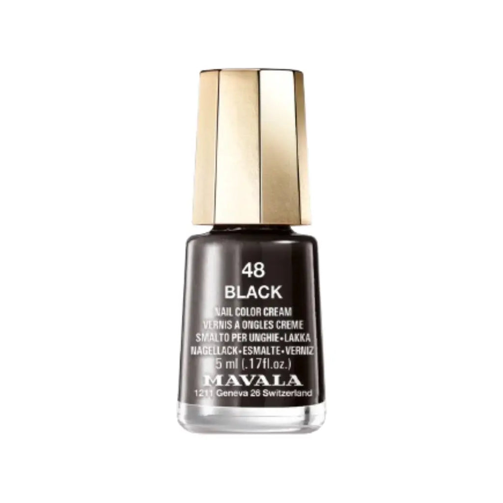 Mavala Nail Color Cream 48 Black 5ml | Intense Black Nail Polish with Long-Lasting Glossy Finish