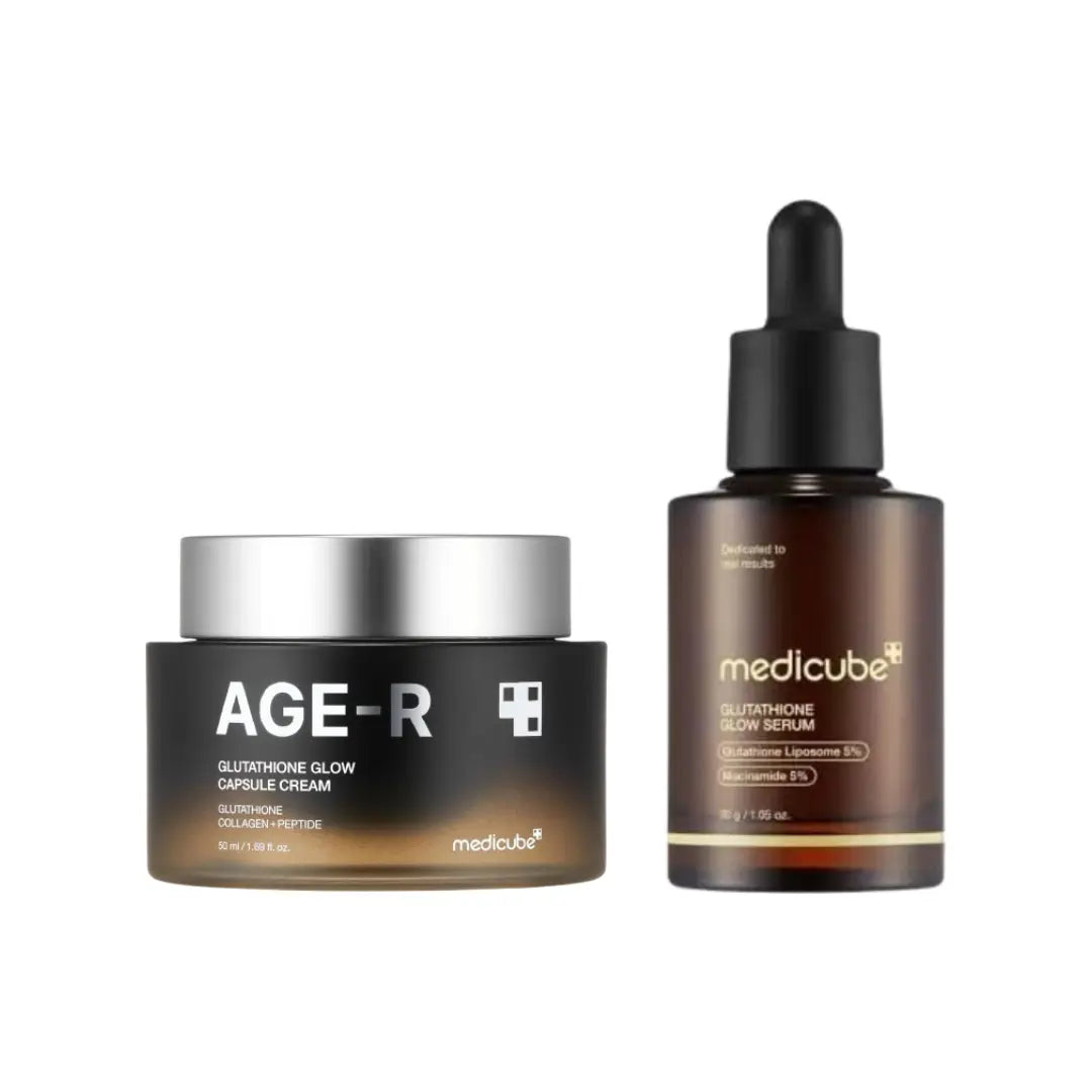 Medicube Glutathione Glow Skincare Set | Glow Serum 30g & Age-R Glutathione Capsule Cream 50ml