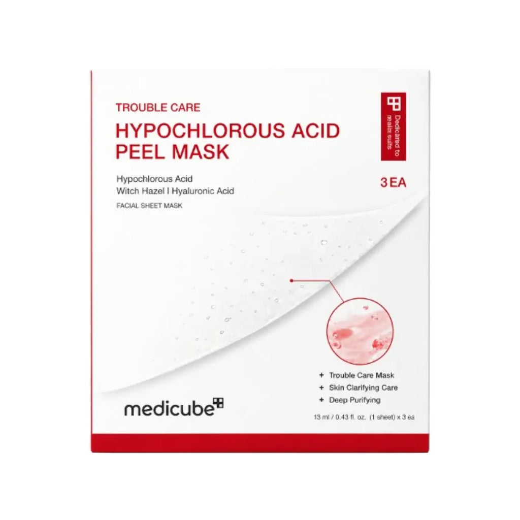 Medicube Trouble Care Hypochlorous Acid Peel Mask 3 Sheets – Soothing Face Mask for Acne-Prone & Sensitive Skin
