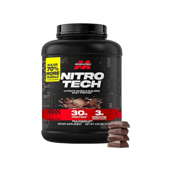 MuscleTech Nitro Tech Whey Protein 4lbs Milk Chocolate Flavor