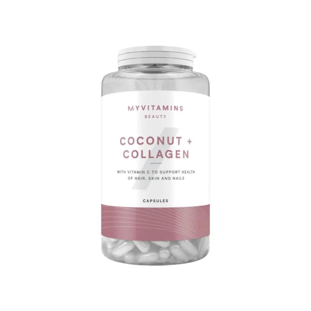 Myvitamins Coconut and Collagen Capsules 180 count bottle front view
