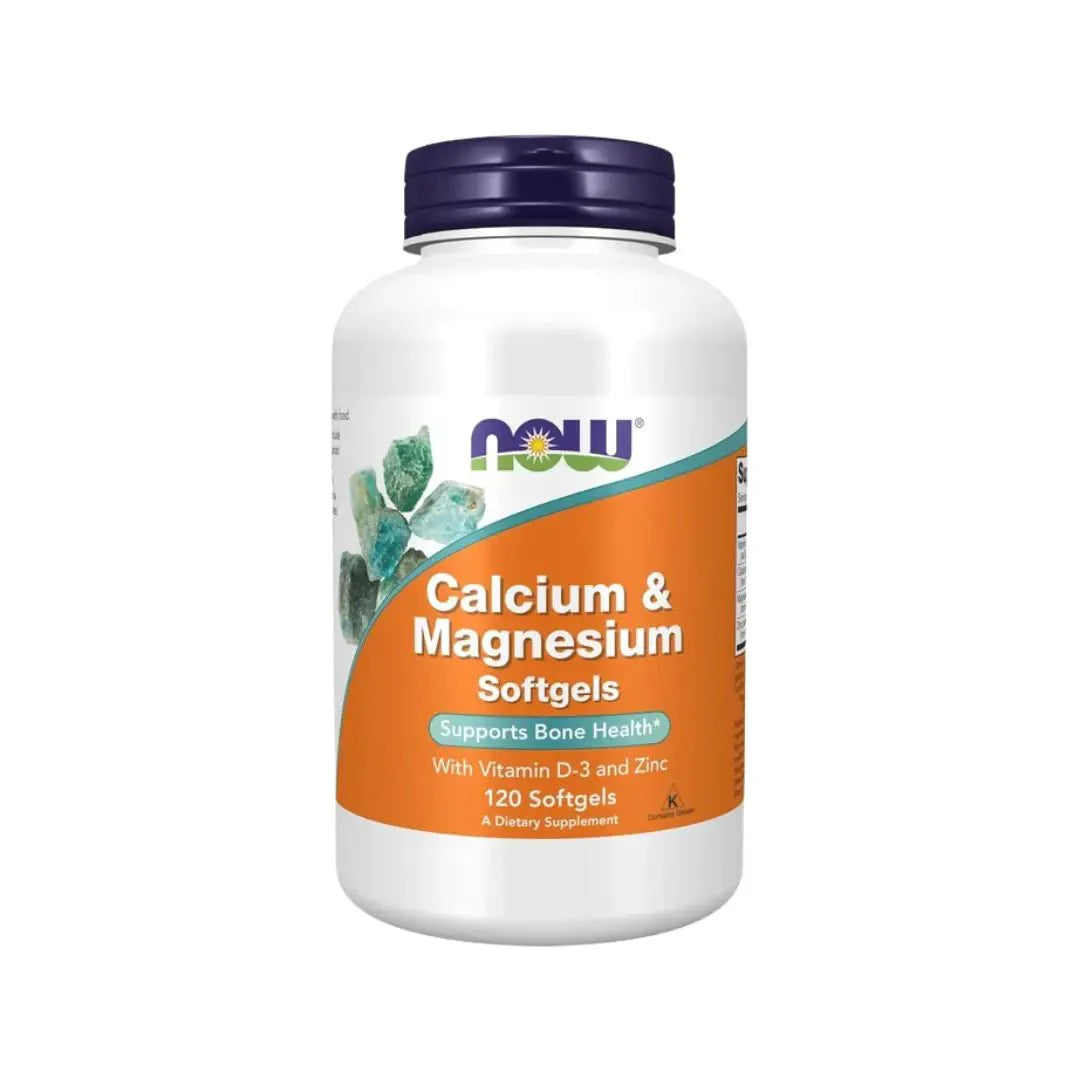 NOW Calcium Magnesium Vitamin D3 & Zinc Softgels 120s – Daily Mineral Support Formula