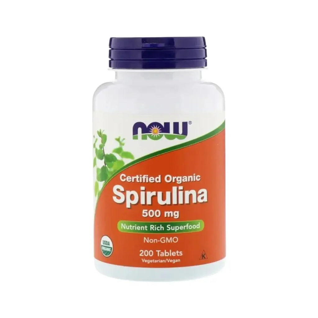 NOW Organic Spirulina 500mg Tablets – 200 Count | Certified Organic Nutrient-Dense Superfood Supplement