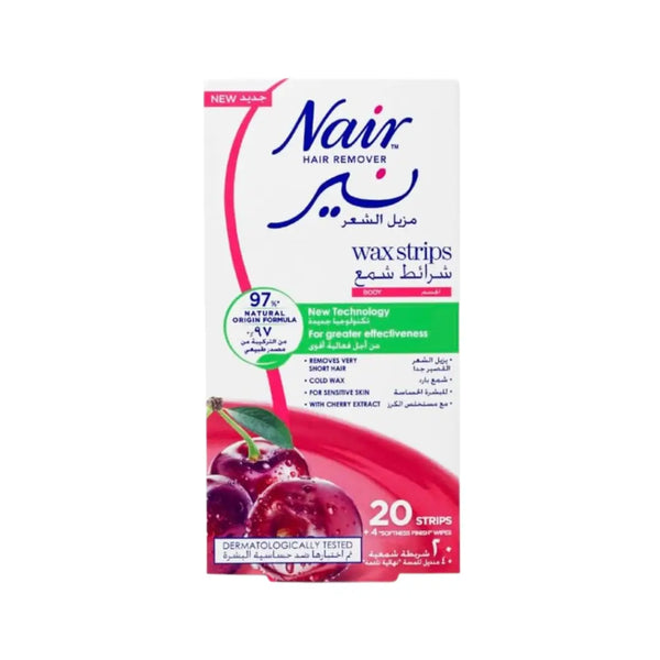 Nair Body Hair Removal Cherry Wax Strips 20s