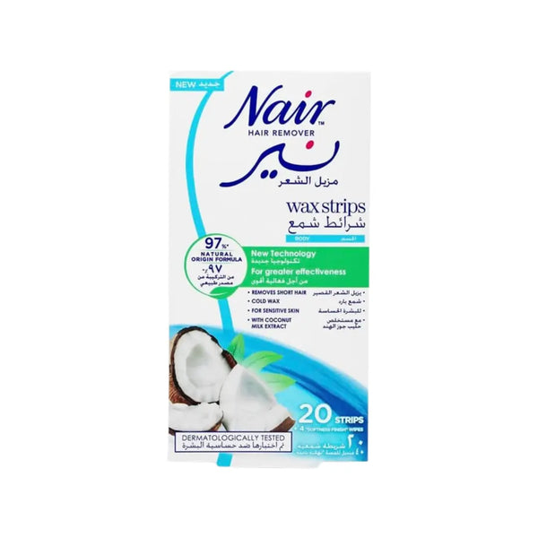 Nair Body Hair Removal Coconut Milk Wax Strip 20s