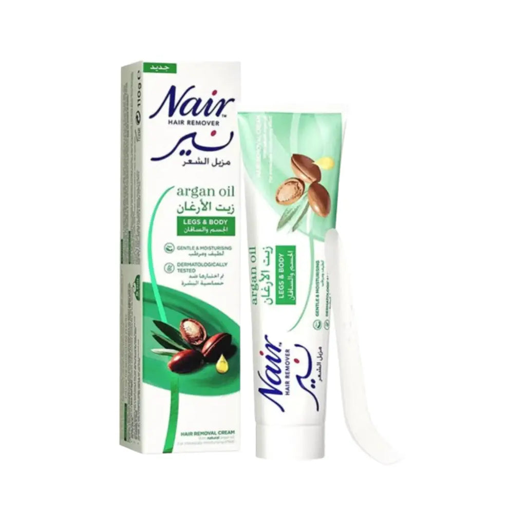 Nair Hair Removal Cream Argan Oil 110g | Moisturizing Depilatory Cream for Smooth Skin | Easy Hair Remover