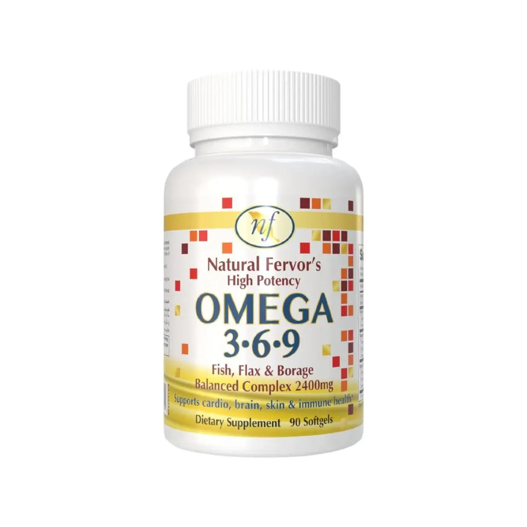 Natural Fervor Omega 3-6-9 2400mg Softgels 90s – Fish Oil, Flaxseed & Borage Oil Daily Supplement