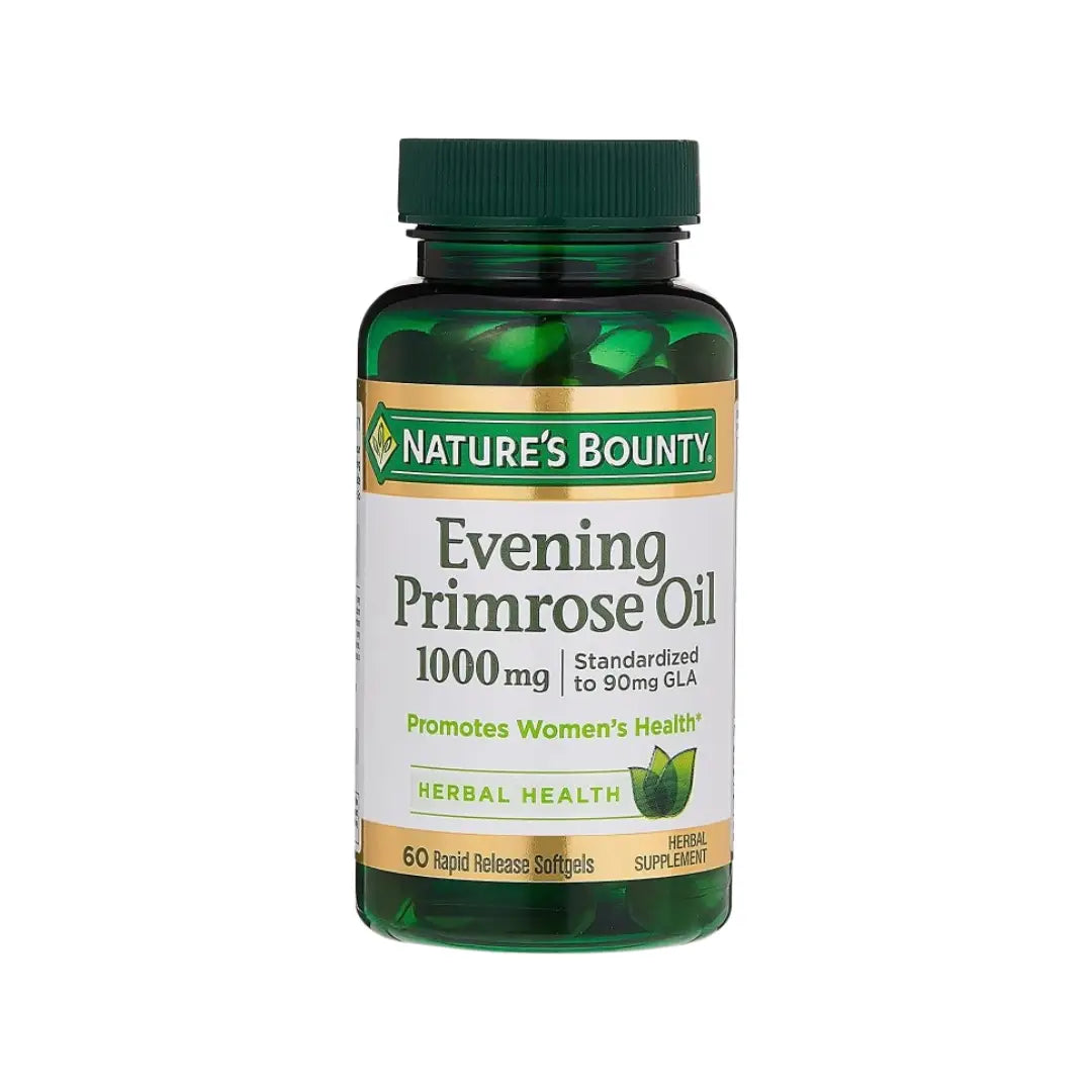 Nature’s Bounty Evening Primrose Oil 1000mg Softgels 60 Count – Herbal Supplement for Daily Wellness & Nutritional Support