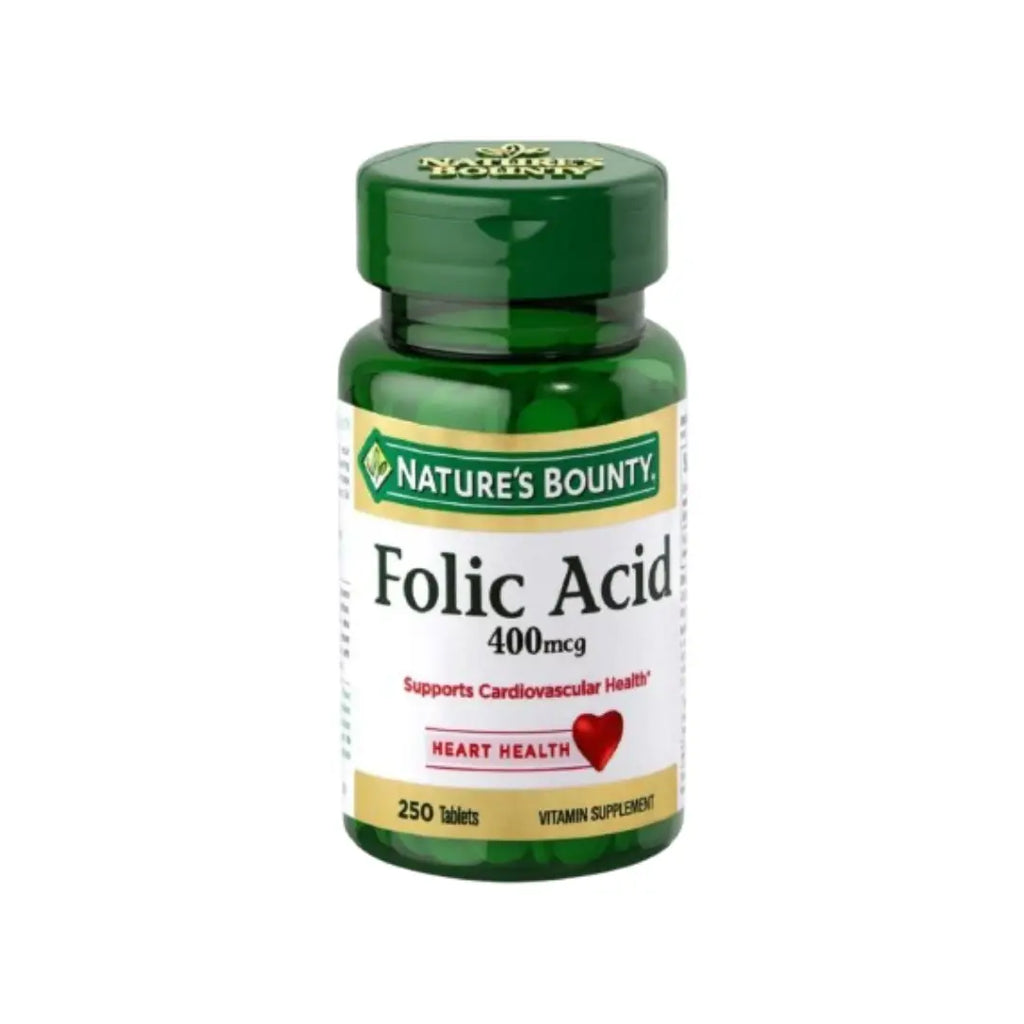 Nature’s Bounty Folic Acid 400mcg Tablets 250 Count – Vitamin B9 Supplement for Daily Nutritional Support