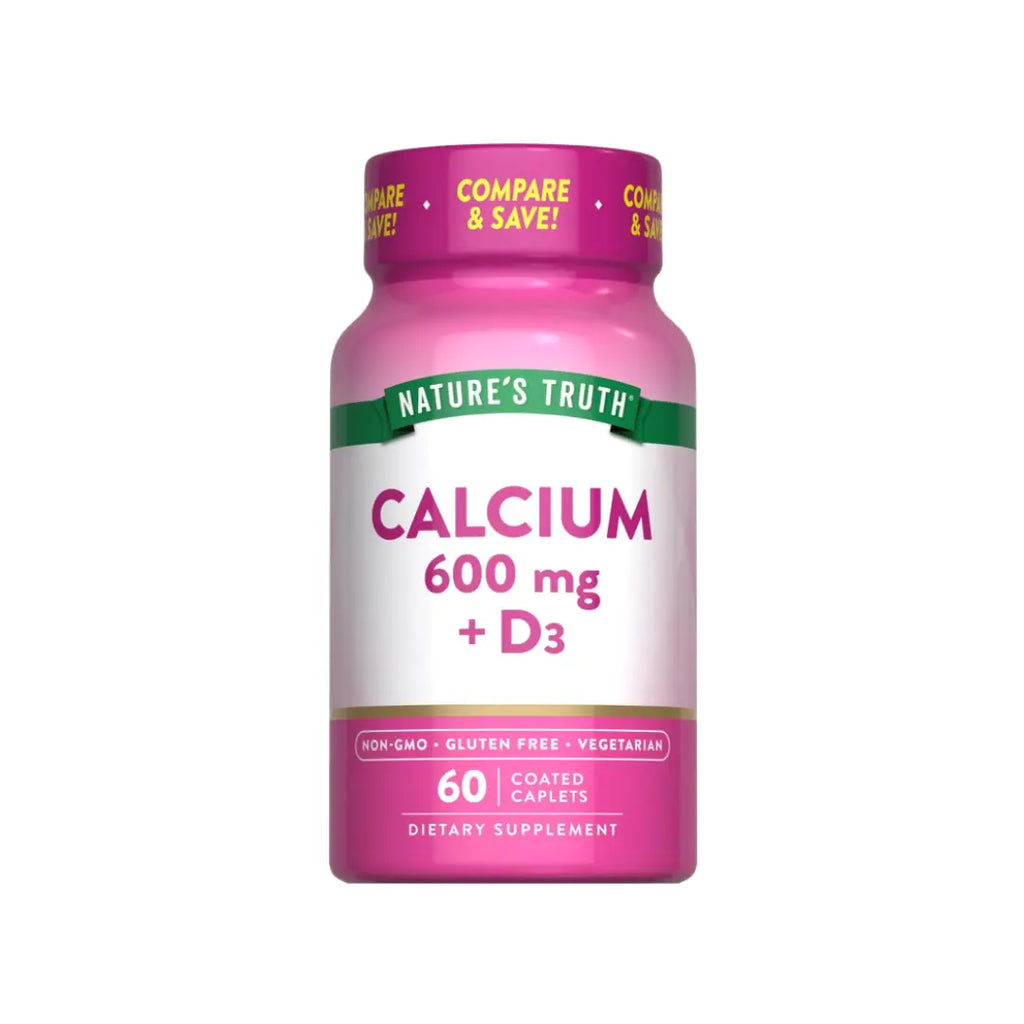 Nature's Truth Calcium 600mg + Vitamin D3 Caplets 60s | Bone Health Support Supplement