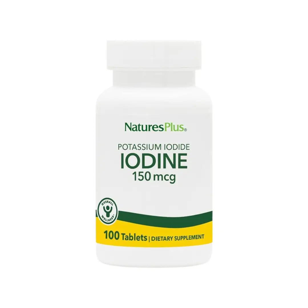 Natures Plus Potassium Iodide 150mcg Tablets 100s – Thyroid & Daily Mineral Support Vegan Supplement