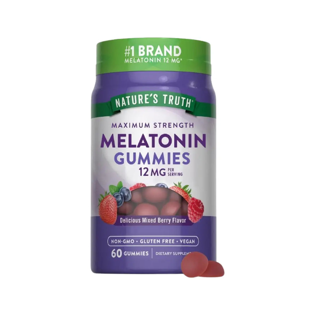 Nature’s Truth Melatonin 12mg Gummies 60 Count – Berry Flavored Sleep Support Supplement