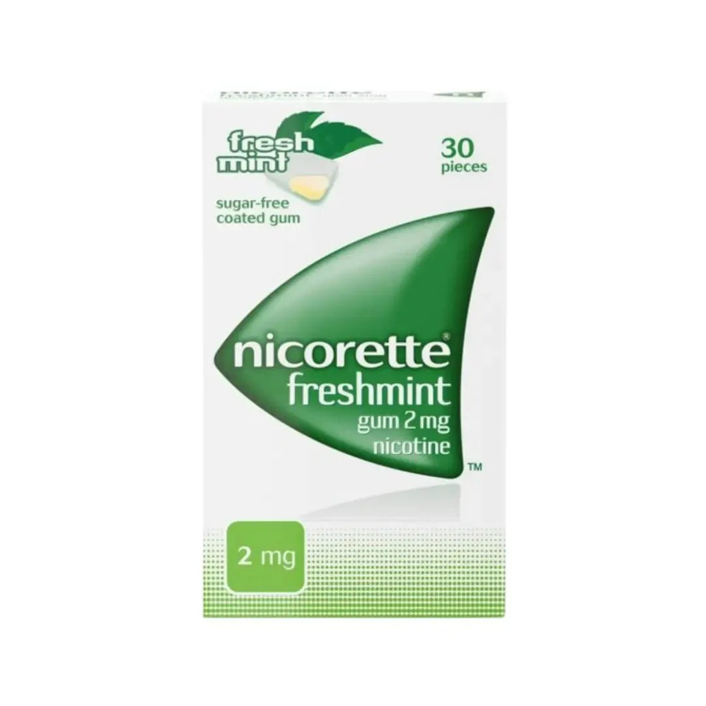 Nicorette Freshmint 2mg Chewing Gum 30s Nicotine gum to help quit smoking with refreshing mint flavor