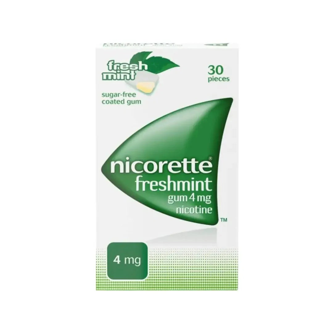 Nicorette Freshmint 4mg Chewing Gum 30s  Nicotine gum to help quit smoking with refreshing mint flavor