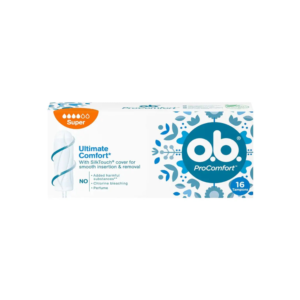 o.b. ProComfort Super Tampons 16S for moderate to heavy menstrual flow