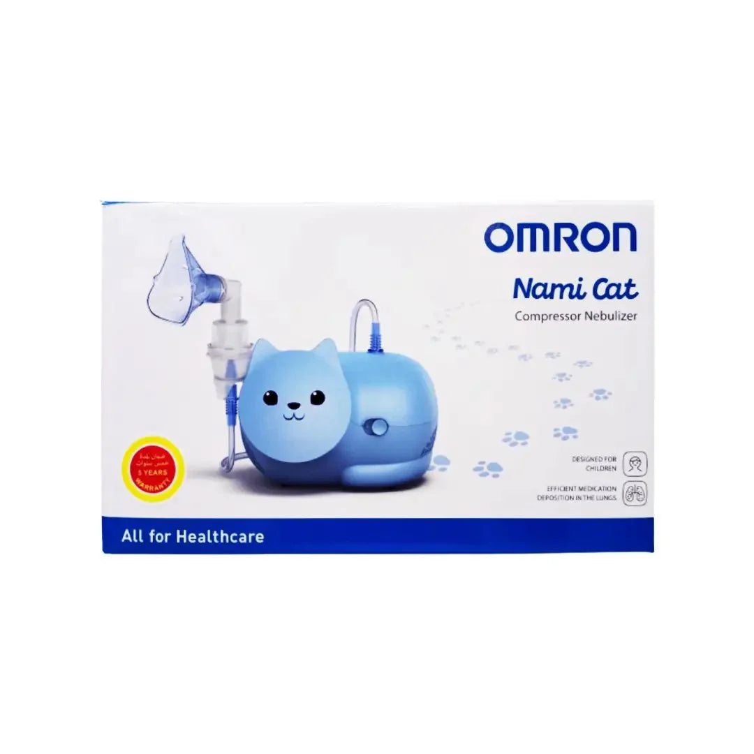 Omron Nami Cat Compressor Nebulizer front view with cat design
