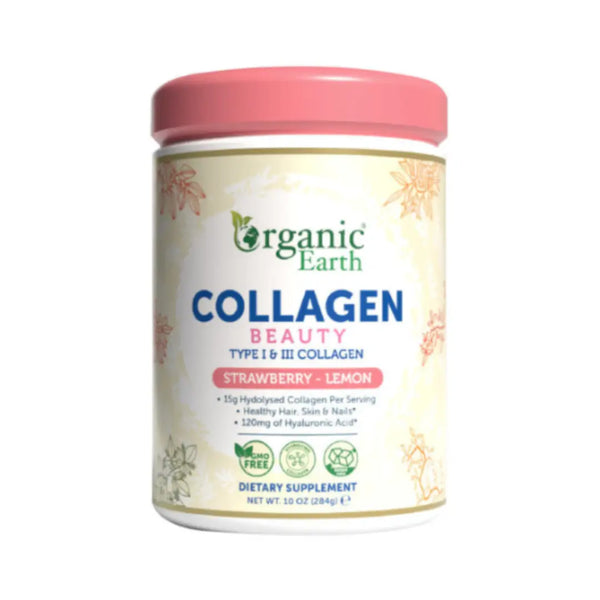 Organic Earth Collagen Beauty Strawberry Lemon 284g