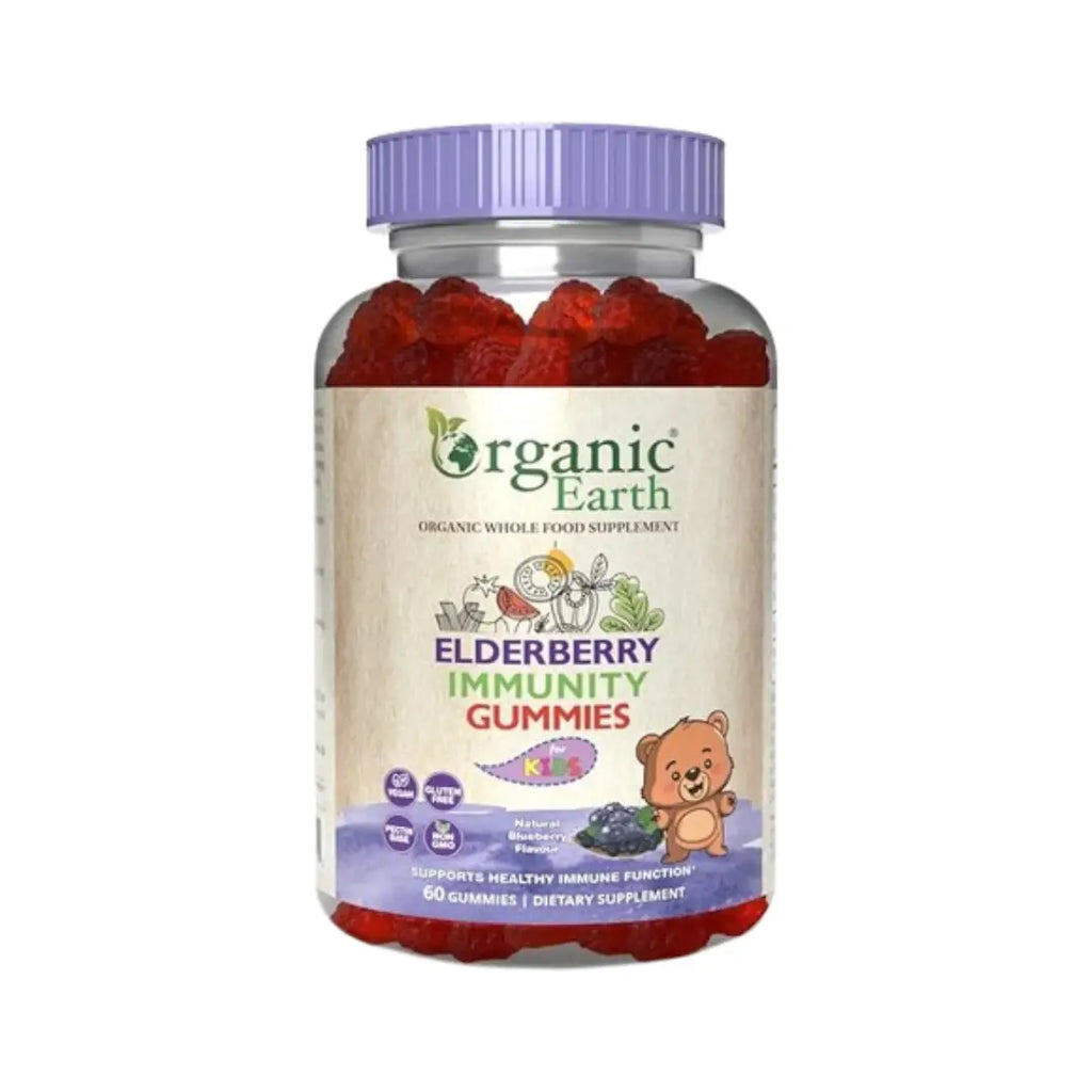 Organic Earth Elderberry Immunity Kids Gummies 60 علكة