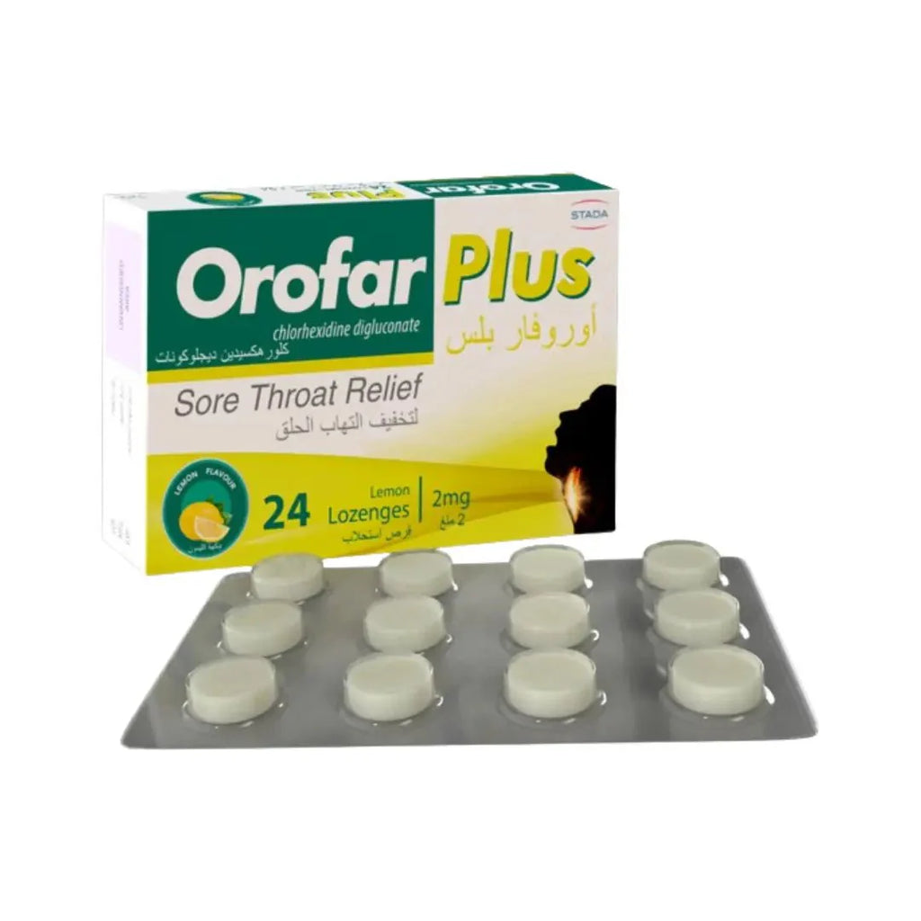 Orofar Plus Lemon Lozenges 24s  Soothing lemon-flavored lozenges for relief from sore throat and mouth irritation