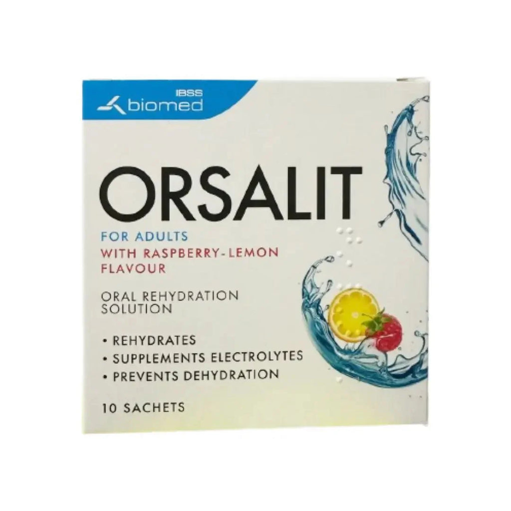 Orsalit Adult Raspberry Lemon Sachet 10s  Oral rehydration solution for adults with refreshing raspberry lemon flavor