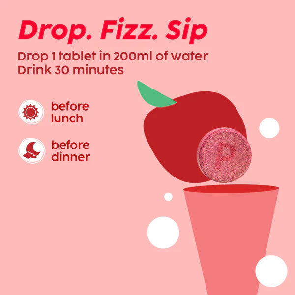 PLIX Apple Cider Vinegar Bubbly Apple Effervescent Tab 15s