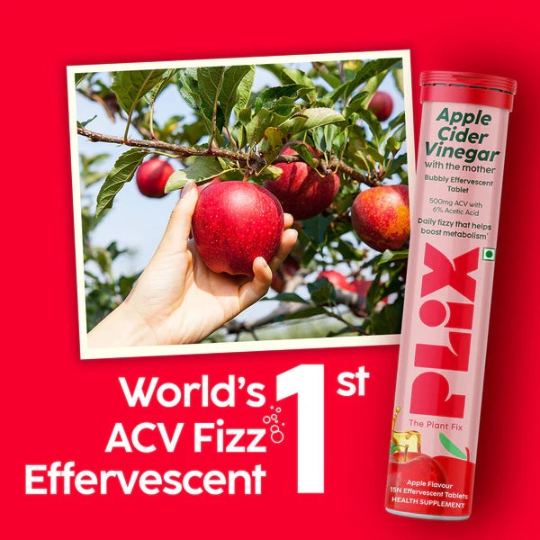 PLIX Apple Cider Vinegar Bubbly Apple Effervescent Tab 15s
