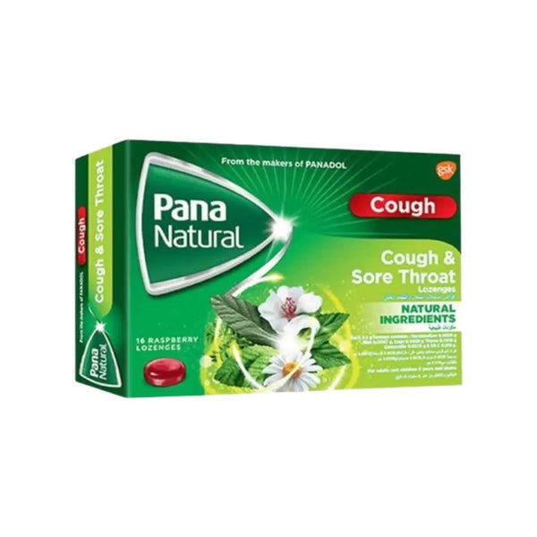 Pana Natural Oral Cough & Sore Throat Lozenges Raspberry 16s