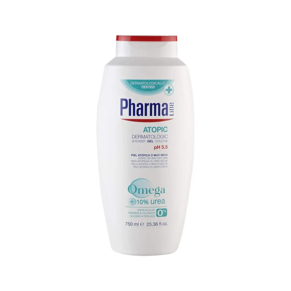 Pharmaline Atopic Dermatologic Shower Gel 750ml – Soap Free Moisturizing Body Cleanser for Dry Skin