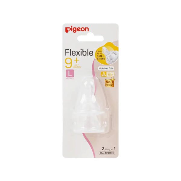 Pigeon Flexible Nipple 9+ Months Round Hole Large 2pcs 17341