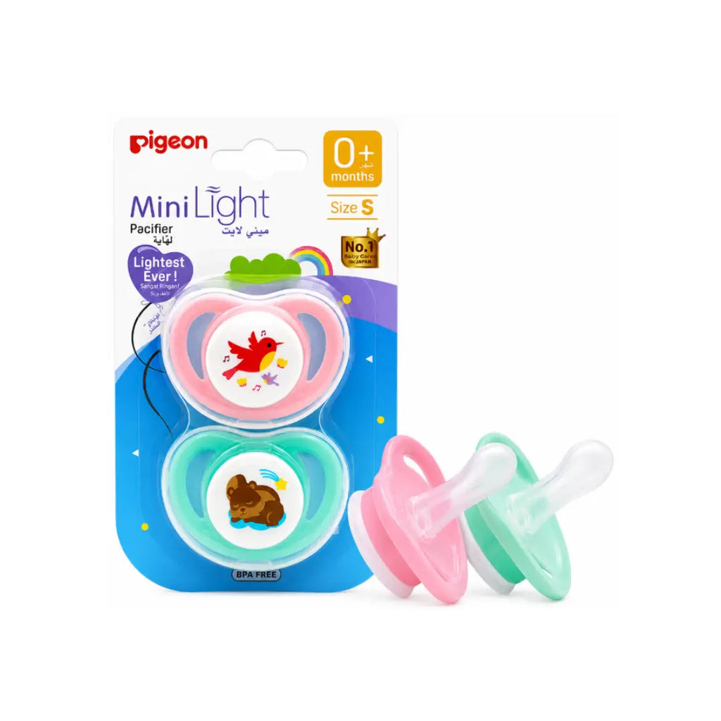Pigeon MiniLight Pacifier 0+ Months Small 2 Pack – BPA-Free Lightweight Silicone Baby Soothers