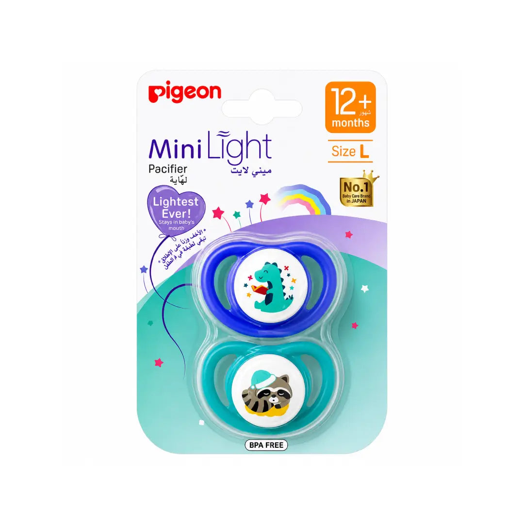 Pigeon MiniLight Pacifier 12+ Months Large 2 Piece – BPA-Free Lightweight Silicone Baby Soother