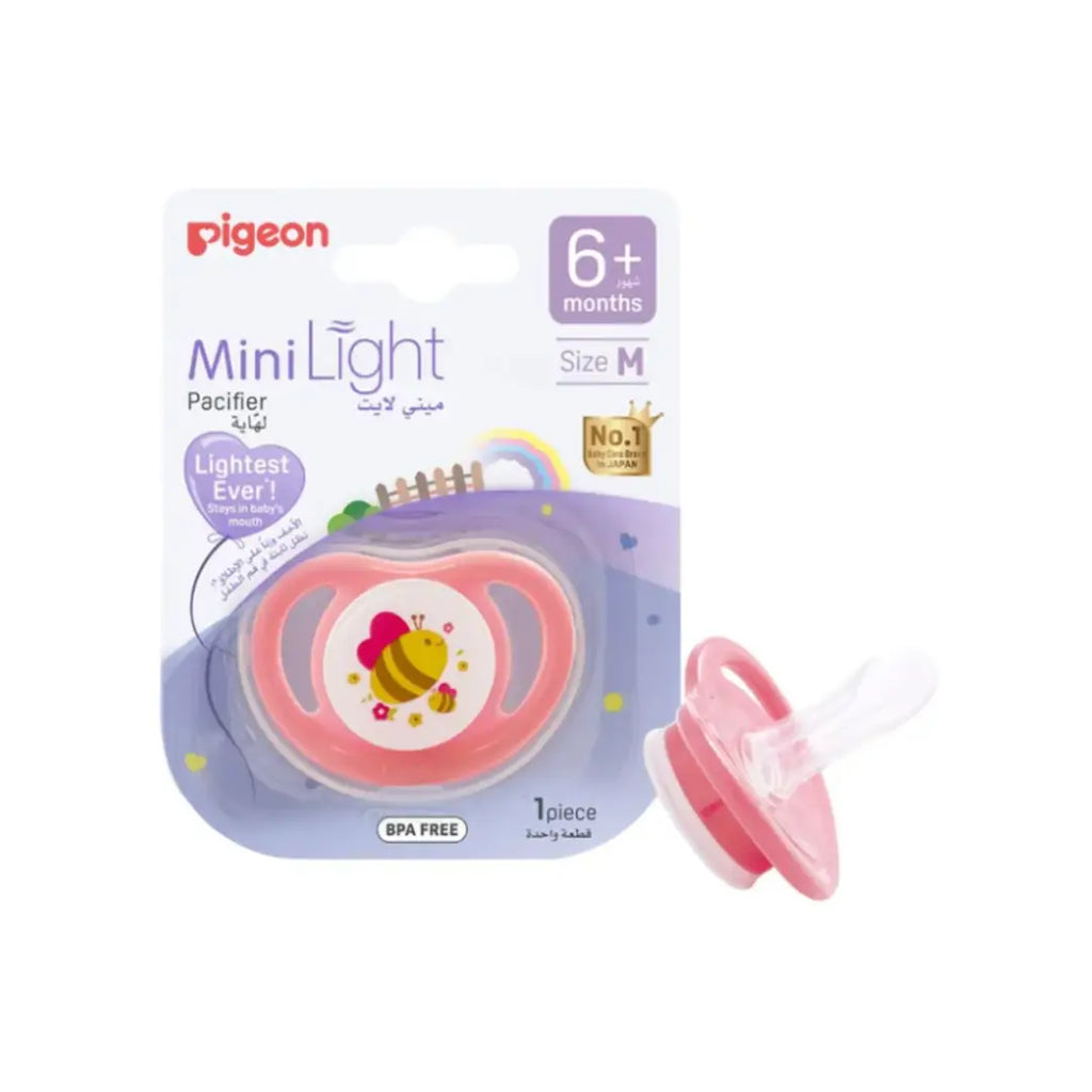 Pigeon MiniLight Pacifier 6+ Months Medium 1 Piece – BPA-Free Lightweight Silicone Baby Soother