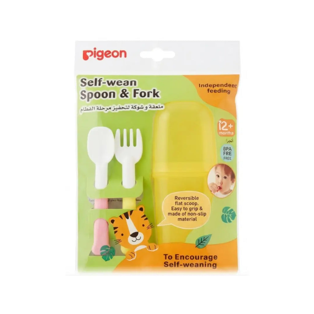 Pigeon Self Wean Spoon & Fork Set 12+ Months 04580 – Baby Feeding Cutlery for Independent Eating