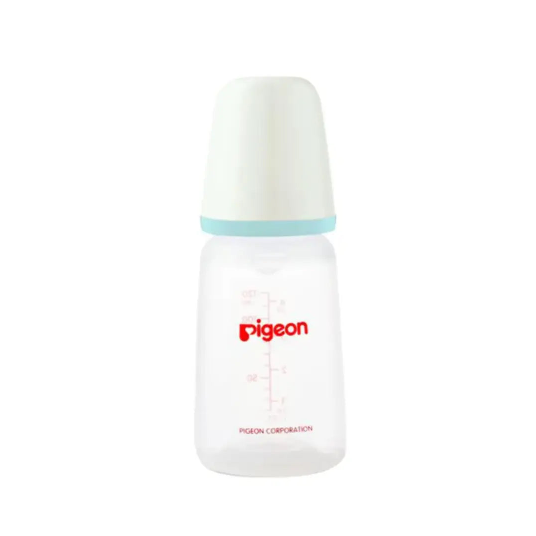 Pigeon Slim Neck Plastic Bottle 120ml 0+ Months Round Hole Small PA26012 – BPA-Free Newborn Feeding Bottle with Silicone Nipple
