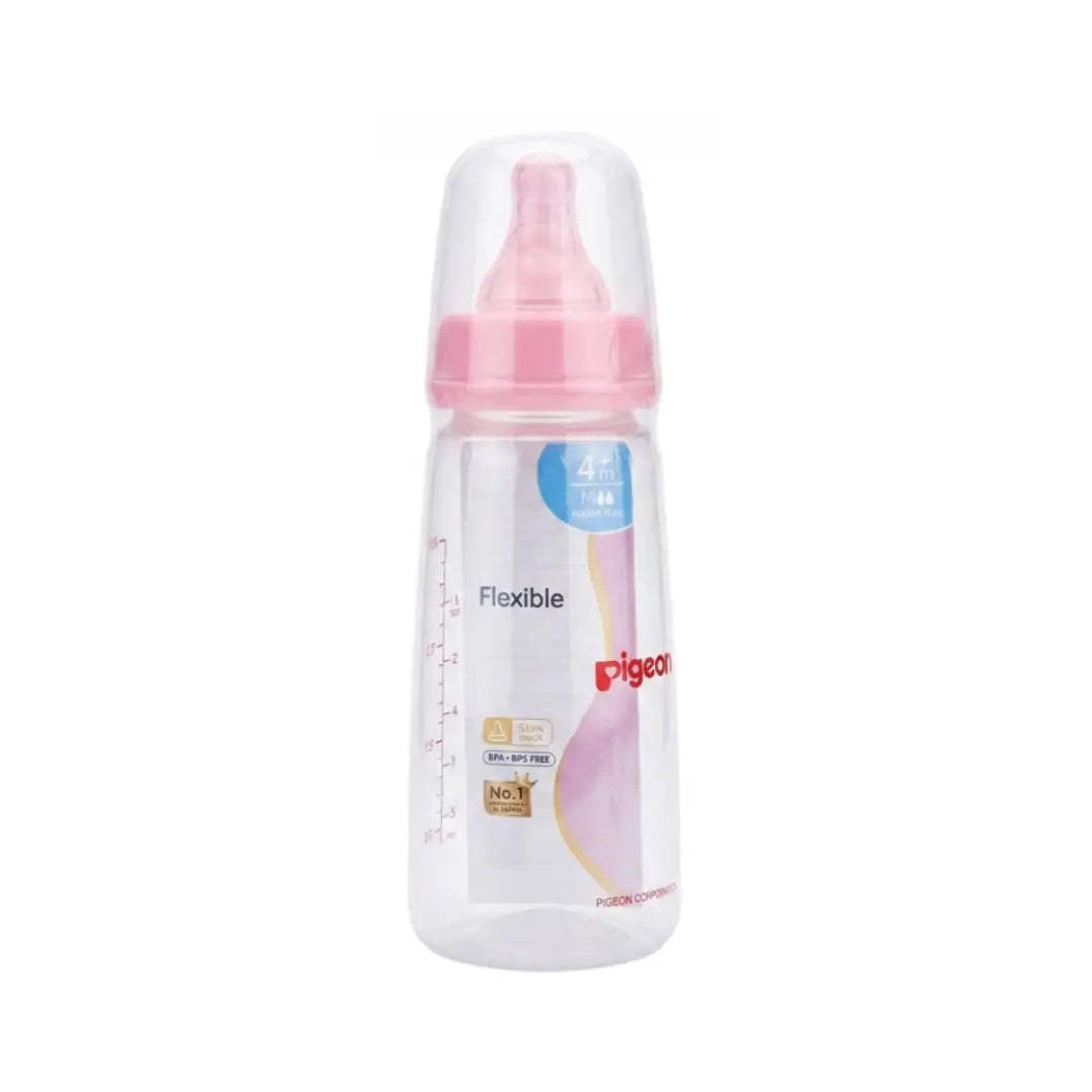Pigeon Slim Neck Plastic Bottle 200ml 4+ Months Round Hole Medium PA26009 – BPA-Free Baby Feeding Bottle