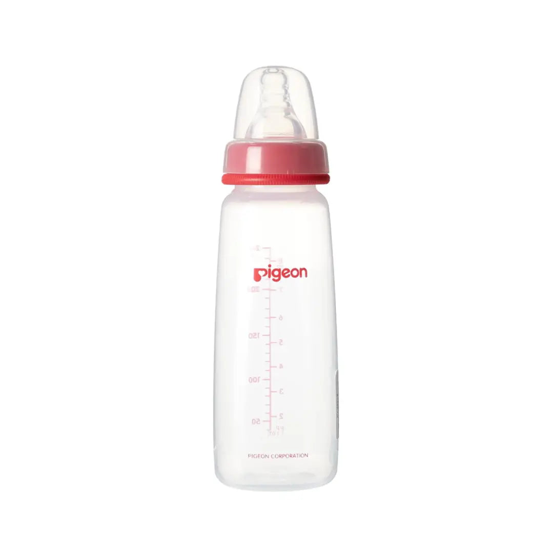 Pigeon Slim Neck Plastic Bottle 240ml 4+ Months Round Hole Medium PA26006 – BPA-Free Baby Feeding Bottle with Silicone Nipple