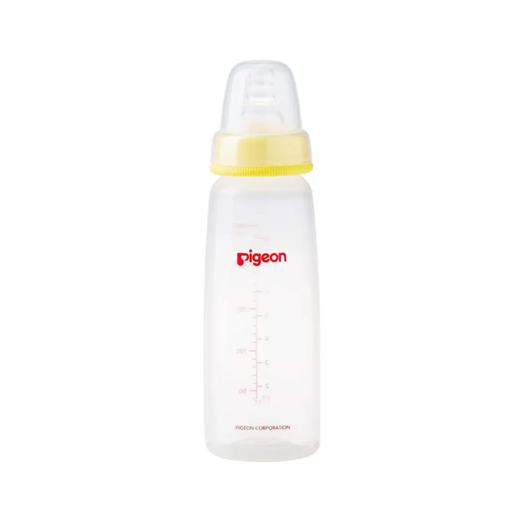 Pigeon Slim Neck Plastic Bottle 240ml 4+ Months Round Hole Medium PA26006 – BPA-Free Baby Feeding Bottle with Silicone Nipple