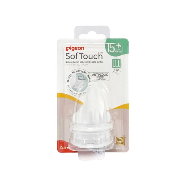 Pigeon Soft Touch Wide Neck Nipple LLL 15M+ 2pcs Y-Cut 81244
