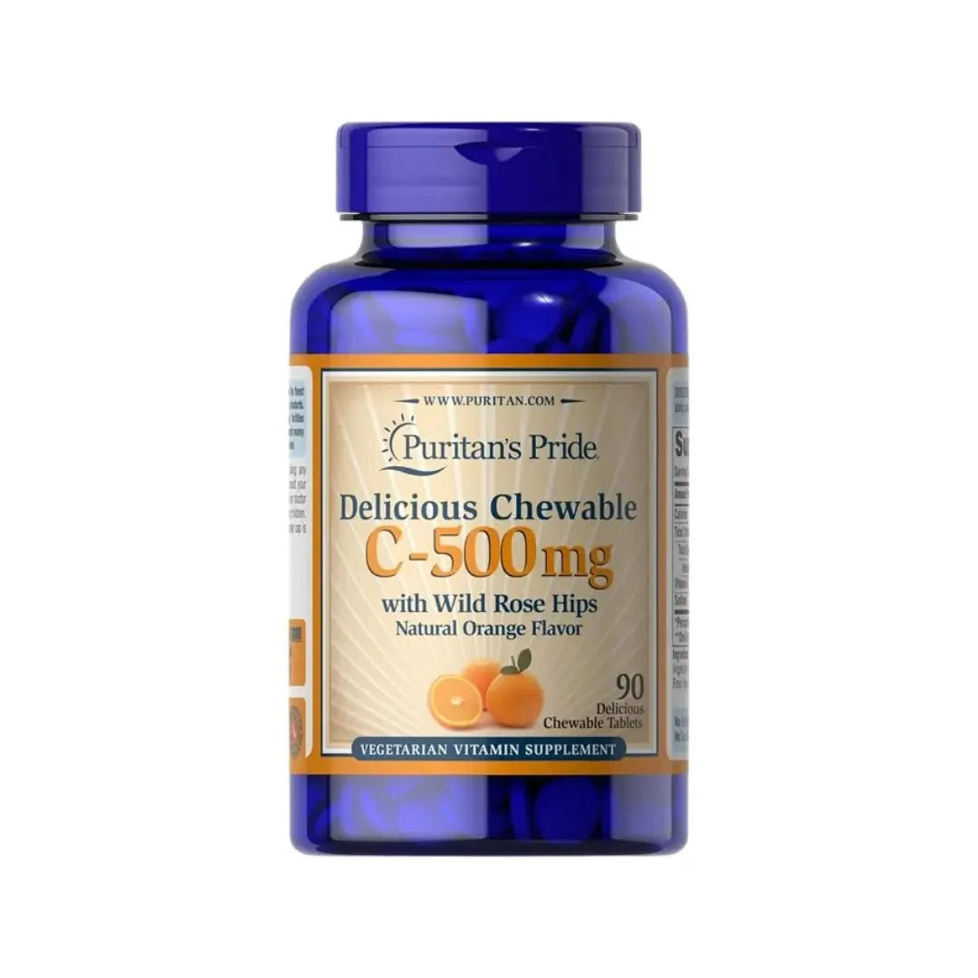 Puritan’s Pride C-500MG Chewable Tablets 90s for immune support, vitamin C supplementation, and overall health
