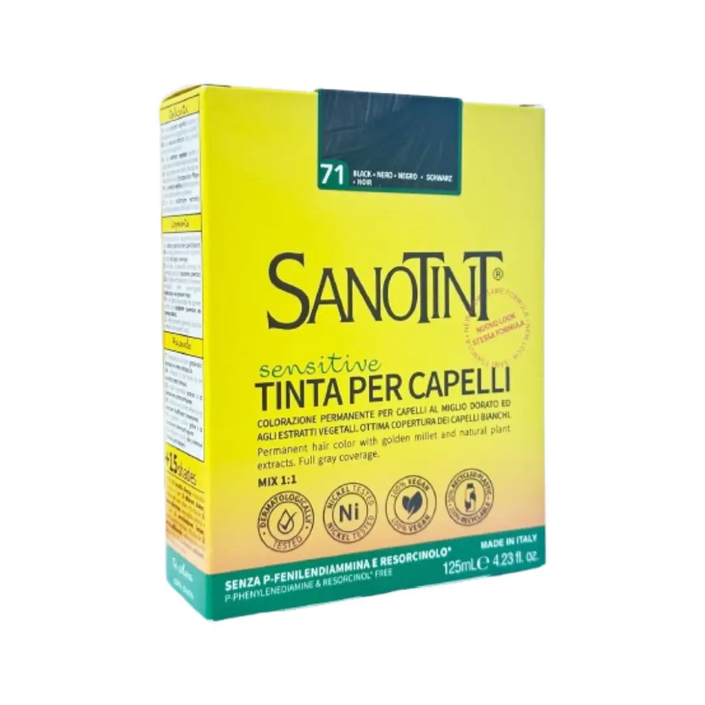 SanoTint Sensitive Hair Color 125ml Balck 71| Gentle Permanent Hair Dye for Sensitive Scalp