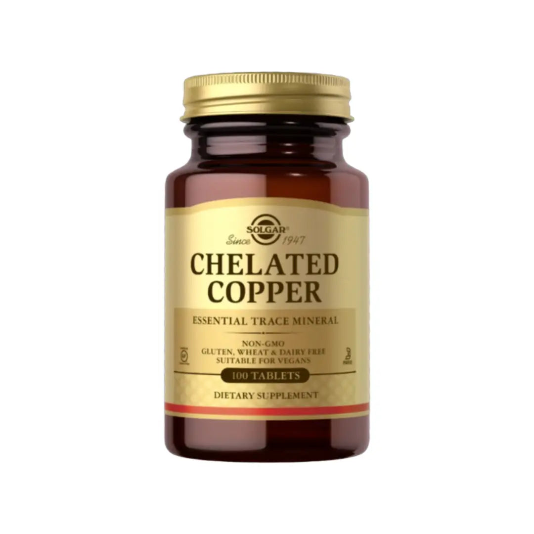 Solgar Chelated Copper Tablets 100s – High Absorption Trace Mineral Supplement for Daily Wellness