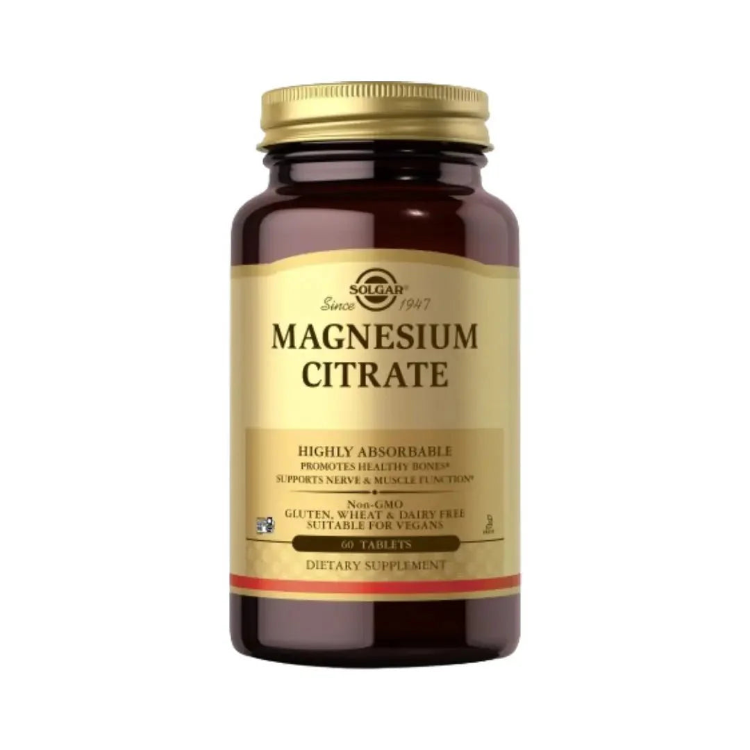 Solgar Magnesium Citrate 60 Tablets for muscle relaxation, nerve function, and energy support