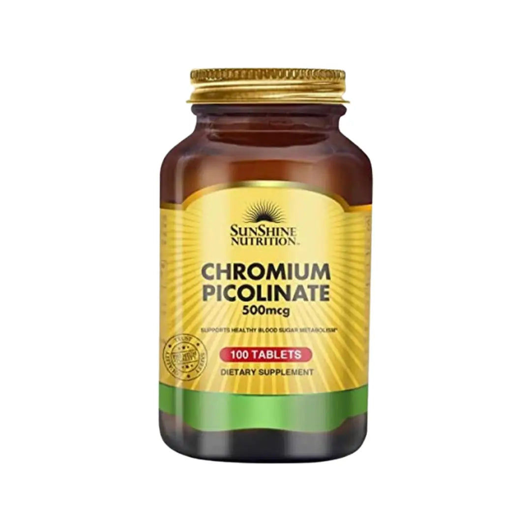 Sunshine Nutrition Chromium Picolinate 500mcg Tablets 100s – Essential Mineral Supplement for Daily Nutritional Support
